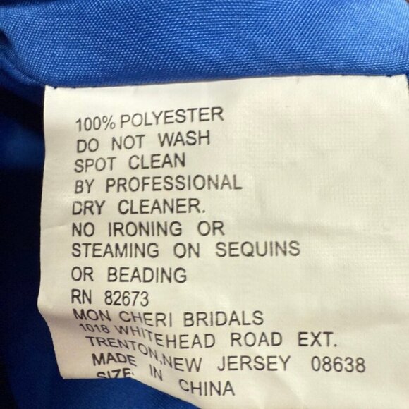 Tony Bowls Paris Pageant Gown Prom Wedding Sapphire Blue Jeweled Halter Train  6 - Picture 7 of 8